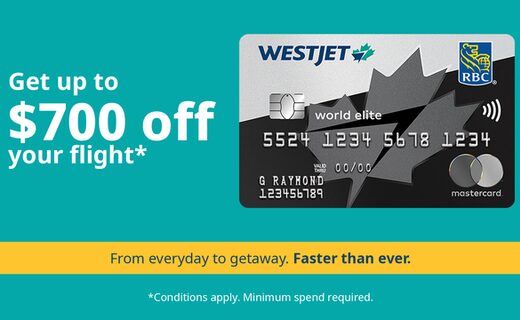 Up to 70,000 WestJet points with the WestJet RBC® World Elite Mastercard‡