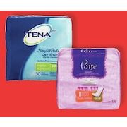 Poise Pads or Tena Pads - $4.98 (Up to $2.01 off)