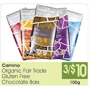 Camino Organic Fair Trade Gluten Free Chocolate Bars - 3/$10.00