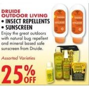 Druide Outdoor Living Insect Repellents or Sunscreen - 25% off