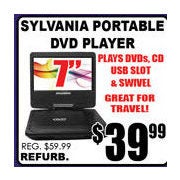 Sylvania Portable DVD Player 7 " - $39.99