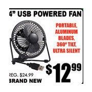 4" USB Powered Fan - $12.99