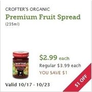 Crofter's Organic Premium Fruit Spread - $2.99 ($1.00 off)
