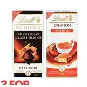 Lindt Excellence, Creation Or Lindor Chocolate Bars  - 2/$6.00