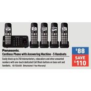 Panasonic Cordless Phone With Answering Machine - 5 Handsets - $88.00 ($110.00 off)
