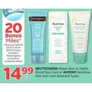 Neutogena Sheer Zinc Or Hydro Boost Sun Care Or Aveeno Sensitive Skin Sun Care - $14.99