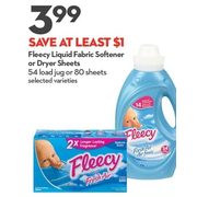 Fleecy Liquid Fabric Softener or Dryer Sheets - $3.99 ($1.00 off)