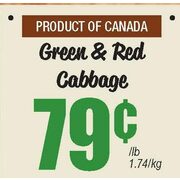 Green & Red Cabbage - $0.79/lb