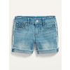 Light-Wash Side-Lace Frayed-Hem Jean Midi Shorts For Girls - $23.97 ($11.02 Off)