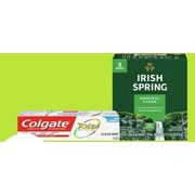 Colgate Total Toothpaste or Stain Fighter Speed Stick Deodorant or Antiperspirant Irish Spring Bar Soap or Softsoap Hand Soap Pump