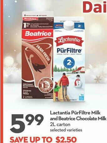 Longos Lactantia PurFiltre Milk and Beatrice Chocolate Milk